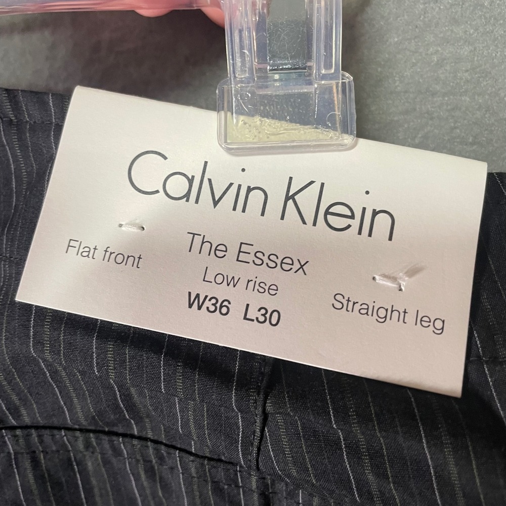 Calvin Klein The Essex Low‎ Rise Straight Leg Pinstripe Dress Pants Mens W36 L30 - Picture 3 of 6